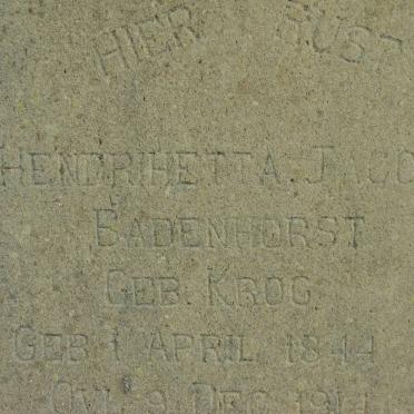 BADENHORST Jacob Johannes 1842-1917 &amp; Hendrihetta Jacoba KROG 1844-1914