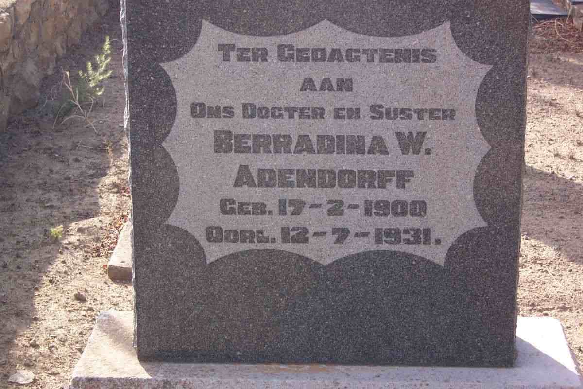 ADENDORFF Berradina W. 1900-1931