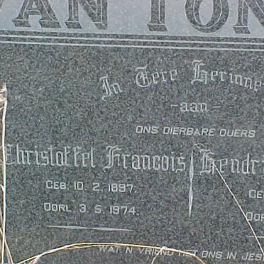 TONDER Christoffel Francois, van 1897-1974