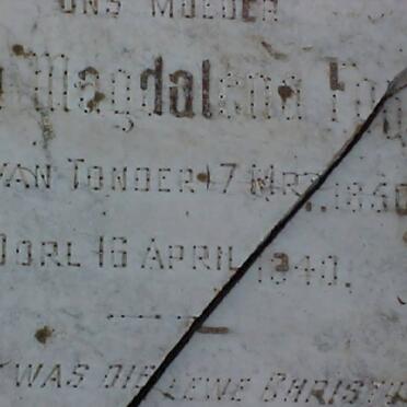 FOURIE Maria Magdalena nee VAN TONDER 1850-1940