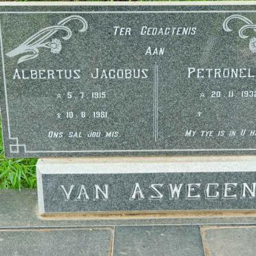 ASWEGEN Albertus Jacobus van 1915-1981 &amp; Petronella 1932-