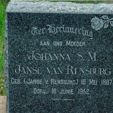 RENSBURG, Johanna S.M., Janse van nee JANSE VAN RENSBURG 1867-1952