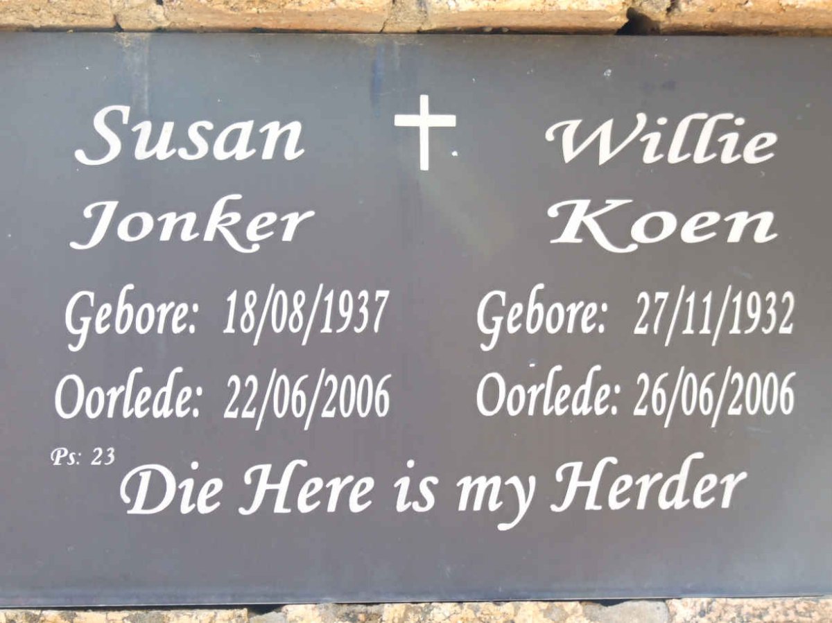 KOEN Willie 1932-2006 :: JONKER Susan 1937-2006