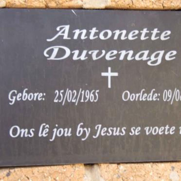 DUVENAGE Antonette 1965-2009