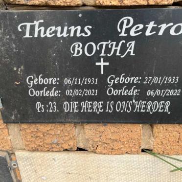 BOTHA Theuns 1931-2021 & Petro 1933-2022