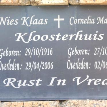 KLOOSTERHUIS Nies Klaas 1916-2006 &amp; Cornelia Maatje 1914-1996