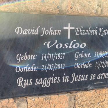 VOSLOO David Johan 1927-2012 &amp; Elizabeth Katrina 1932-2013