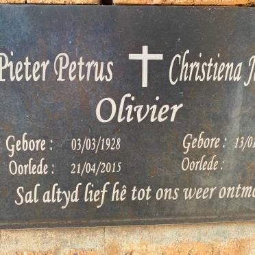 OLIVIER Pieter Petrus 1928-2015 &amp; Christiena Jacoba 1946-