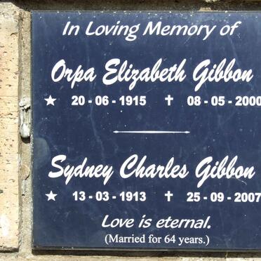 GIBBON Sydney Charles 1913-2007 &amp; Orpa Elizabeth 1915-2000