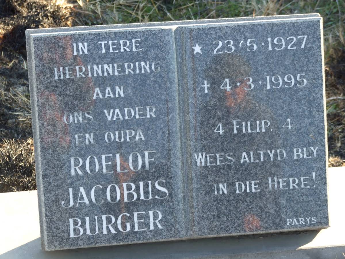 BURGER Roelof Jacobus 1927-1995