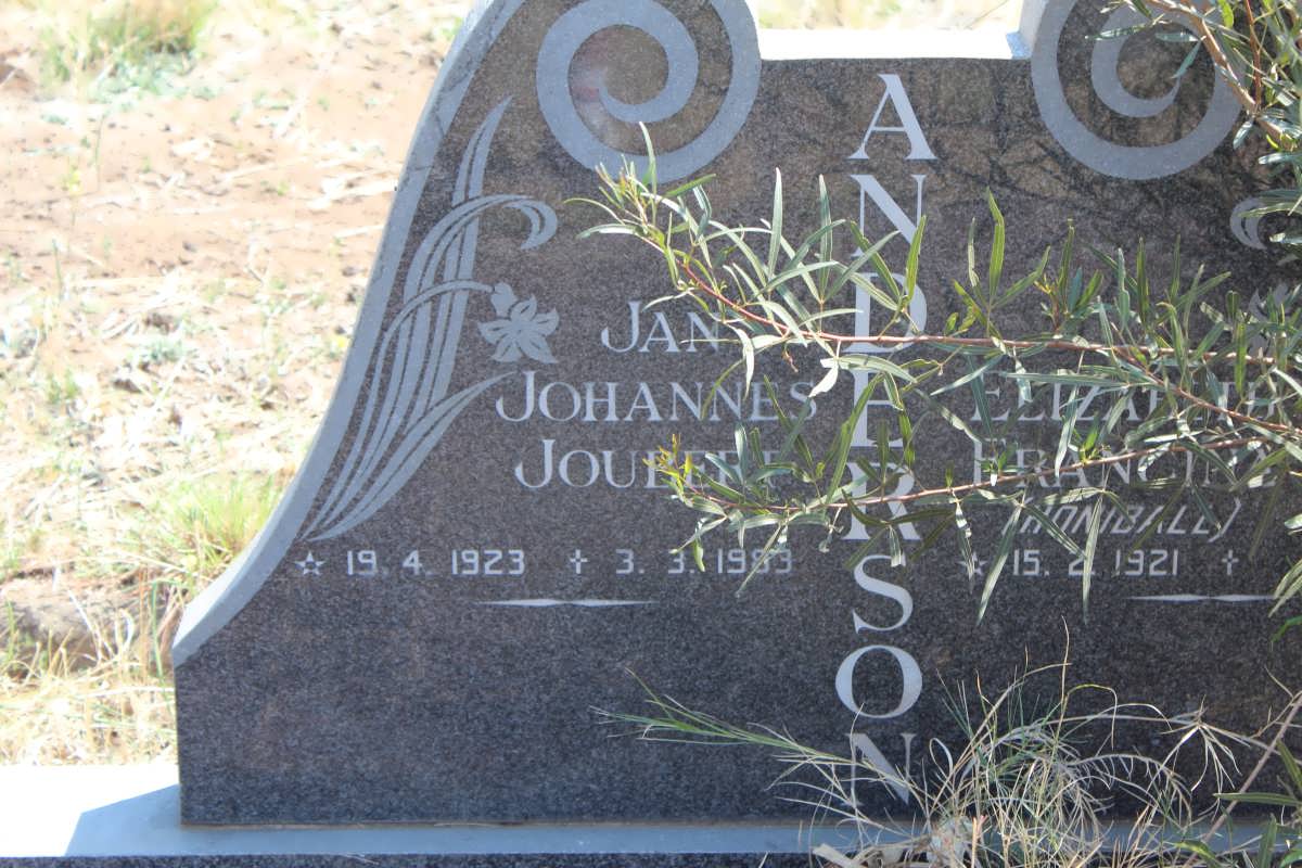 ANDERSON Jan Johannes Joubert 1923-1983 &amp; Elizabeth Francina HONIBALL 1921-