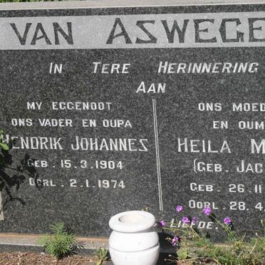 ASWEGEN Hendrik Johannes, van 1904-1974 &amp; Heila Maria JACOBS 1903-1992
