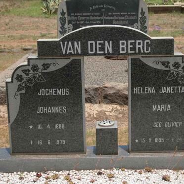 BERG Jochemus Johannes, van den 1888-1978 &amp; Helena Janetta Maria OLIVIER 1895-1978