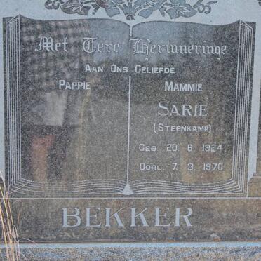 BEKKER Sarie nee STEENKAMP 1924-1970