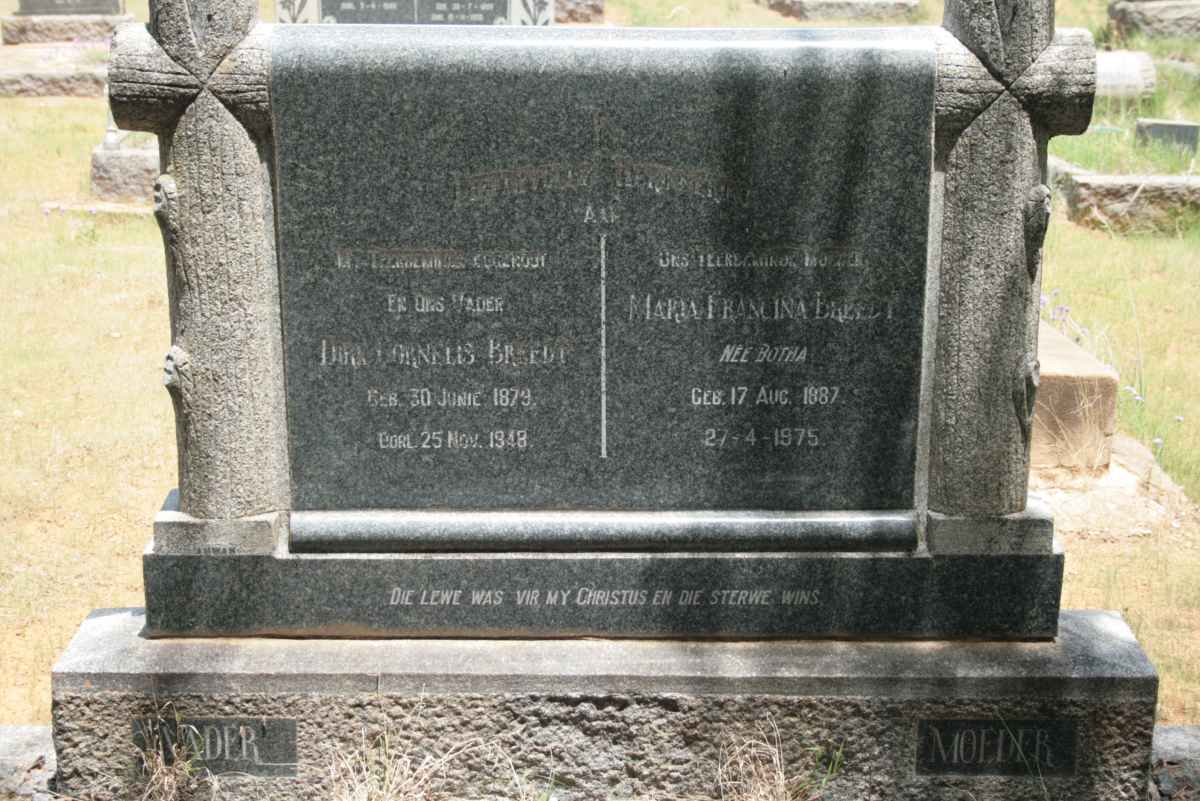 BREEDT Dirk Cornelis  1879-1948 &amp; Maria Francina BOTHA 1887-1975