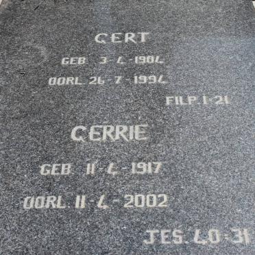 BEER Gert, de 1904-1994 &amp; Louisa Maria KRUGER 1905-1960:: DE BEER Gerrie 1917-2002