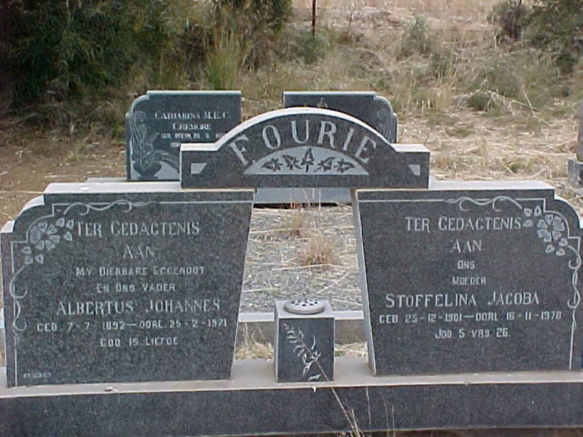 FOURIE Albertus Johannes 1892-1971 &amp; Stoffelina Jacoba 1901-1978
