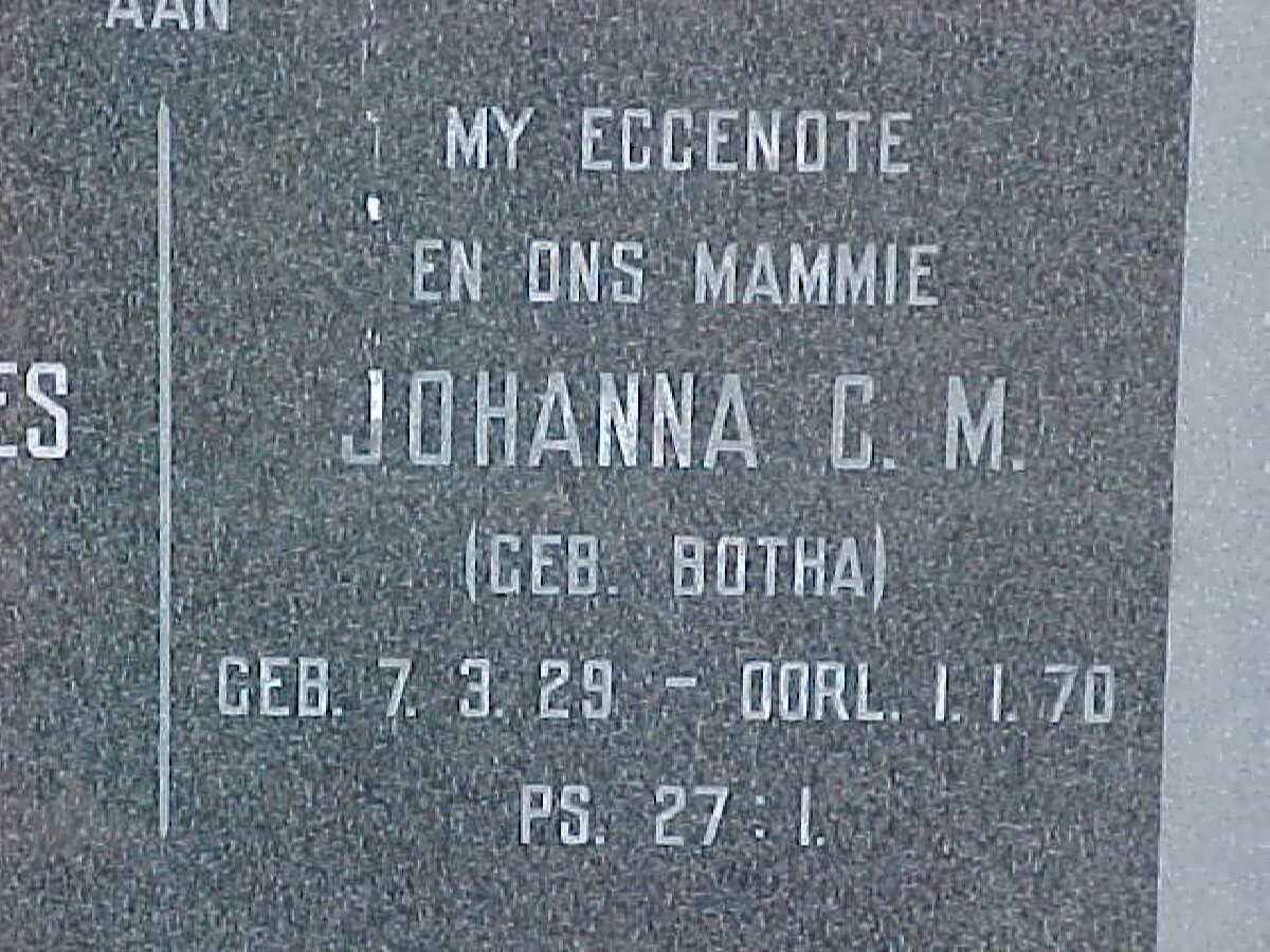 FOURIE Johanna C.M. nee BOTHA 1929-1970