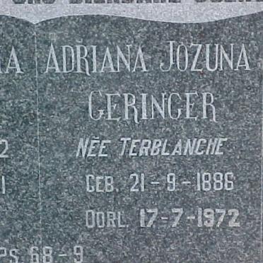 GERINGER Adriana Jozuna nee TERBLANCHE 1886-1972