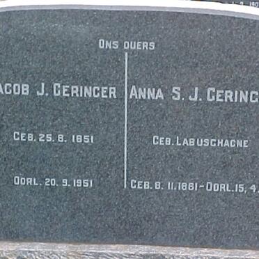 GERINGER Jacob J. 1851-1951 &amp; Anna S.J. LABUSCHAGNE 1861-1956 