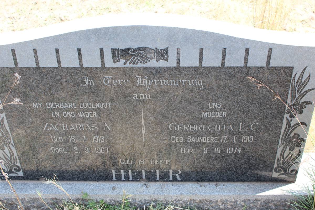 HEFER Zacharias A. 1913-1967 &amp; Gerbrechta L.C. SAUNDERS 1913-1974