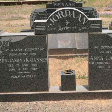 JORDAAN Benjamin Johannes 1898-1984 &amp; Anna Catharina SWANEPOEL 1905-1990