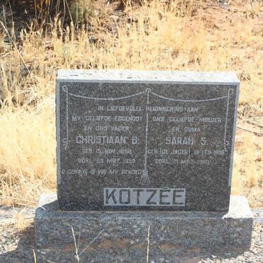KOTZÉE Christiaan B. 1888-1959 &amp; Sarah S. DE JAGER 1896-1980