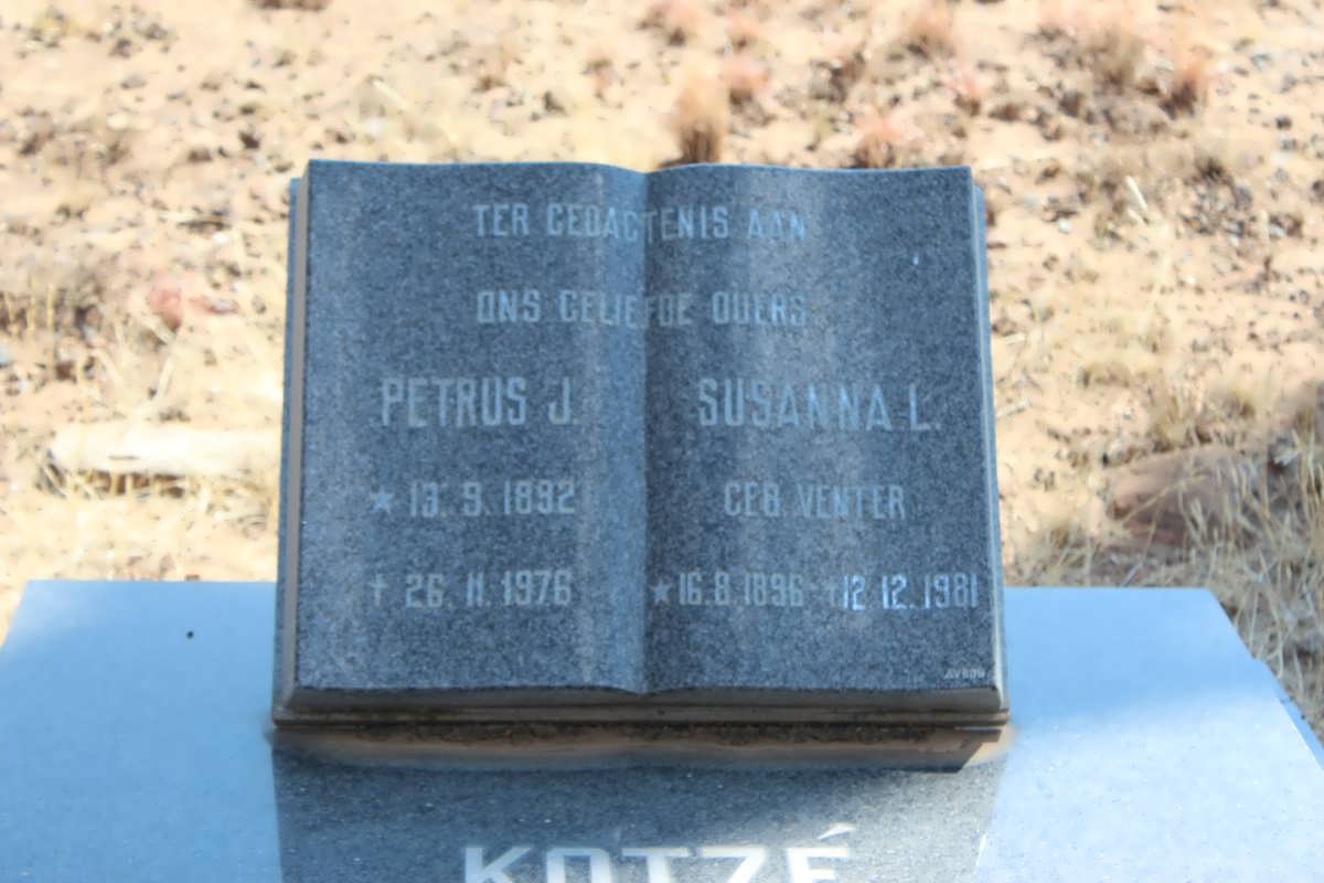 KOTZÉ Petrus J. 1892-1976 &amp; Susanna L. VENTER 1896-1981