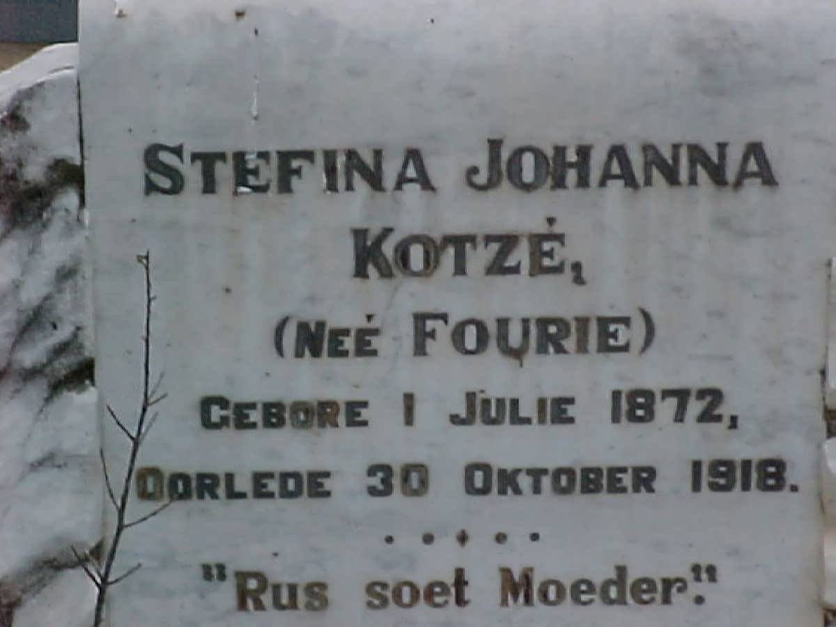 KOTZE Stefina Johanna nee FOURIE 1872-1918
