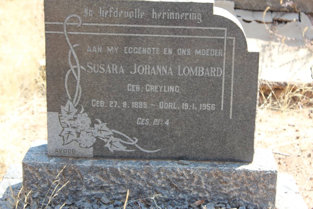 LOMBARD Susara Johanna nee GREYLING 1885-1956