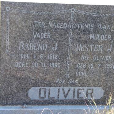OLIVIER Barend J. 1912-1965 &amp; Hester J.M. OLIVIER 1920-