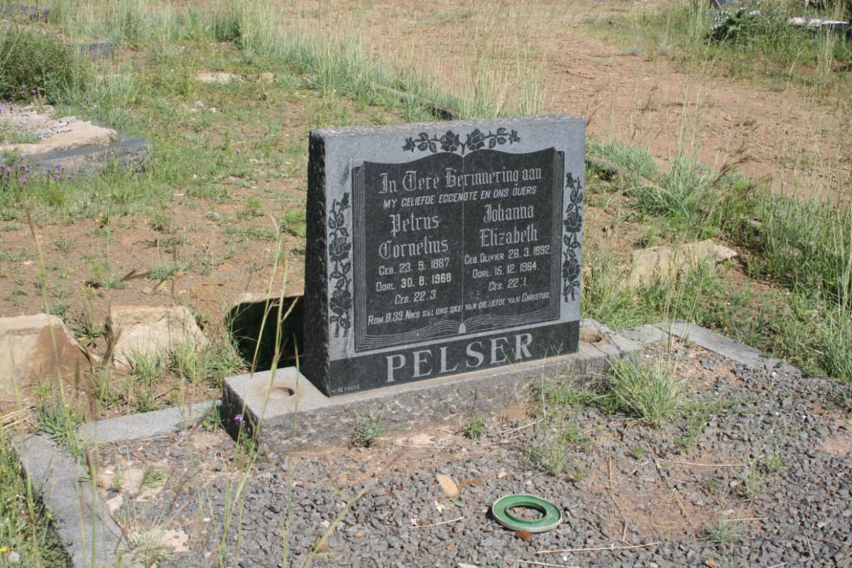 PELSER Petrus Cornelius 1887-1968 &amp; Johanna Elizabeth OLIVIER 1892-1964