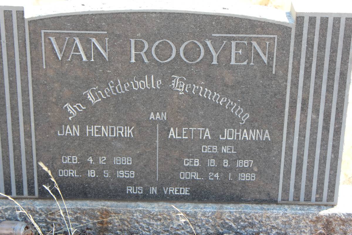 ROOYEN Jan Hendrik, van 1888-1958 &amp; Aletta Johanna NEL 1887-1968