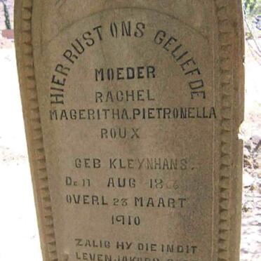 ROUX Rachel Mageritha Pietronella nee KLEYNHANS 1866-1910