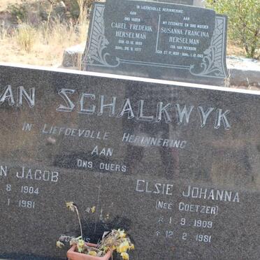 SCHALKWYK Johan Jacob, van 1904-1981 &amp; Elsie Johanna COETZER 1909-1981