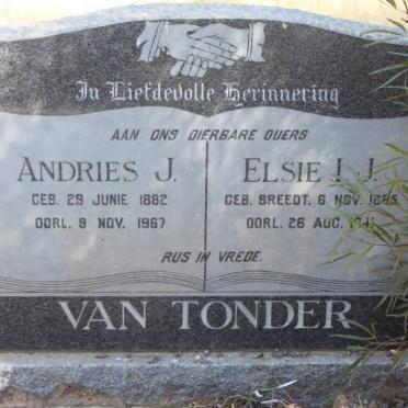 TONDER Andries J., van 1882-1967 &amp; Elsie J.J. BREEDT 18?5-194?