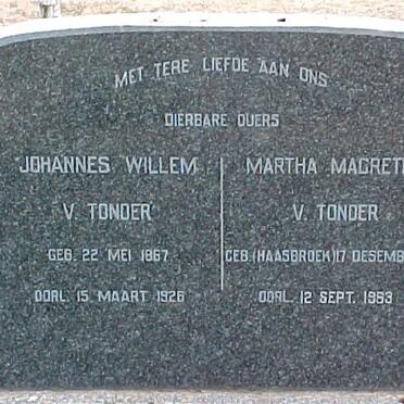 TONDER Johannes Willem, van 1867-1926 &amp; Martha Magretha HAASBROEK 1876-1963