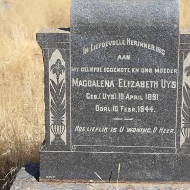 UYS Magdalena Elizabeth nee UYS 1891-1944