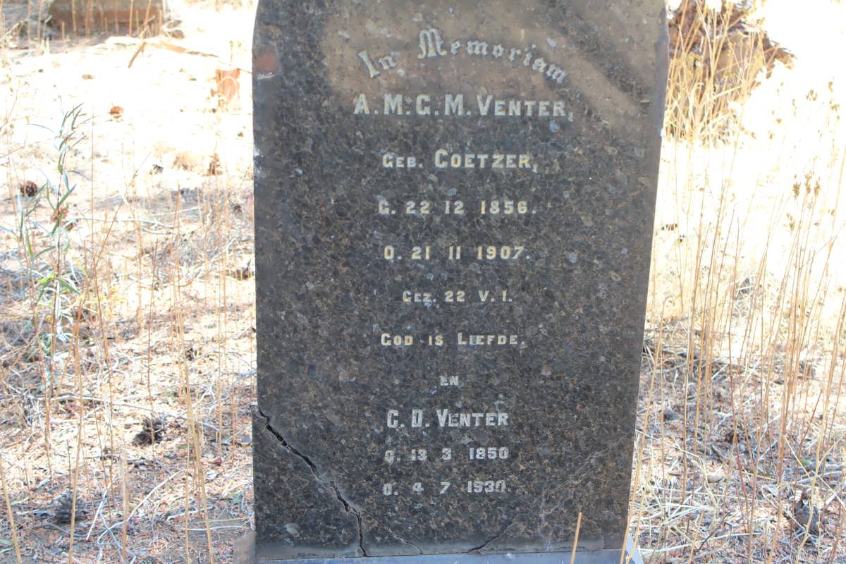 VENTER C.D. 1850-1930 &amp; A.M.G.M. COETZER 1856-1907