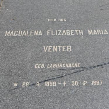 VENTER Johannes Leonard 1894-1988 &amp; Magdalena Elizabeth Maria LABUSCHAGNE 1899-1987