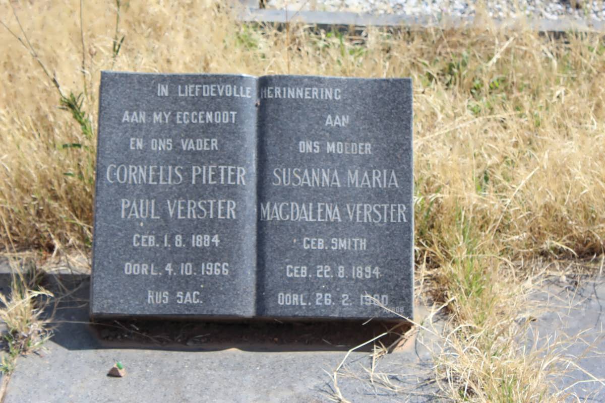 VERSTER Cornelis Pieter Paul 1884-1966 &amp; Susanna Maria Magdalena SMITH 1894-19?0