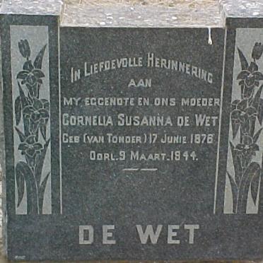 WET Cornelia Susanna, de nee VAN TONDER 1876-1944