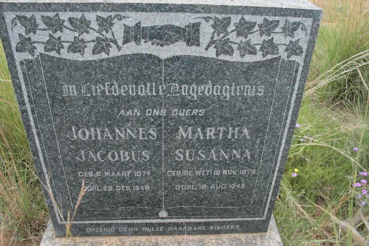 ? Johannes Jacobus 1874-1948 &amp; Martha Susanna DE WET 1879-1945