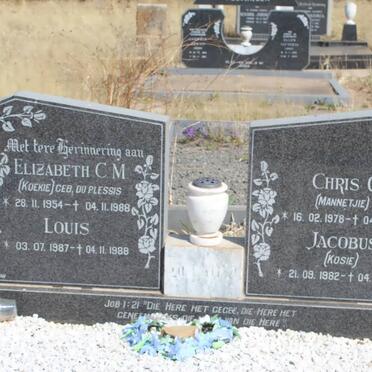 ? Elizabeth C.M. nee DU PLESSIS 1854-1988 :: ? Louis 1987-1988 :: ? Chris C. 1978-1988 :: ? Jacobus 1982-1988