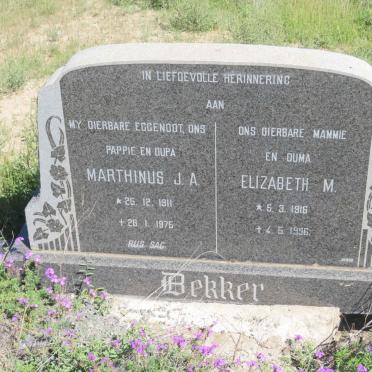 BEKKER Marthinus J.A. 1911-1975 &amp; Elizabeth M. 1916-1996
