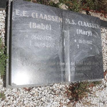 CLAASSEN E.E. 1925-2007 &amp; M.S. 1932-