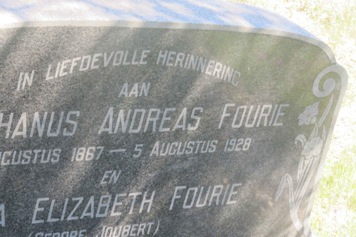 FOURIE Stephanus Andreas 1867-1928 &amp; Anna Elizabeth JOUBERT 1876-1957