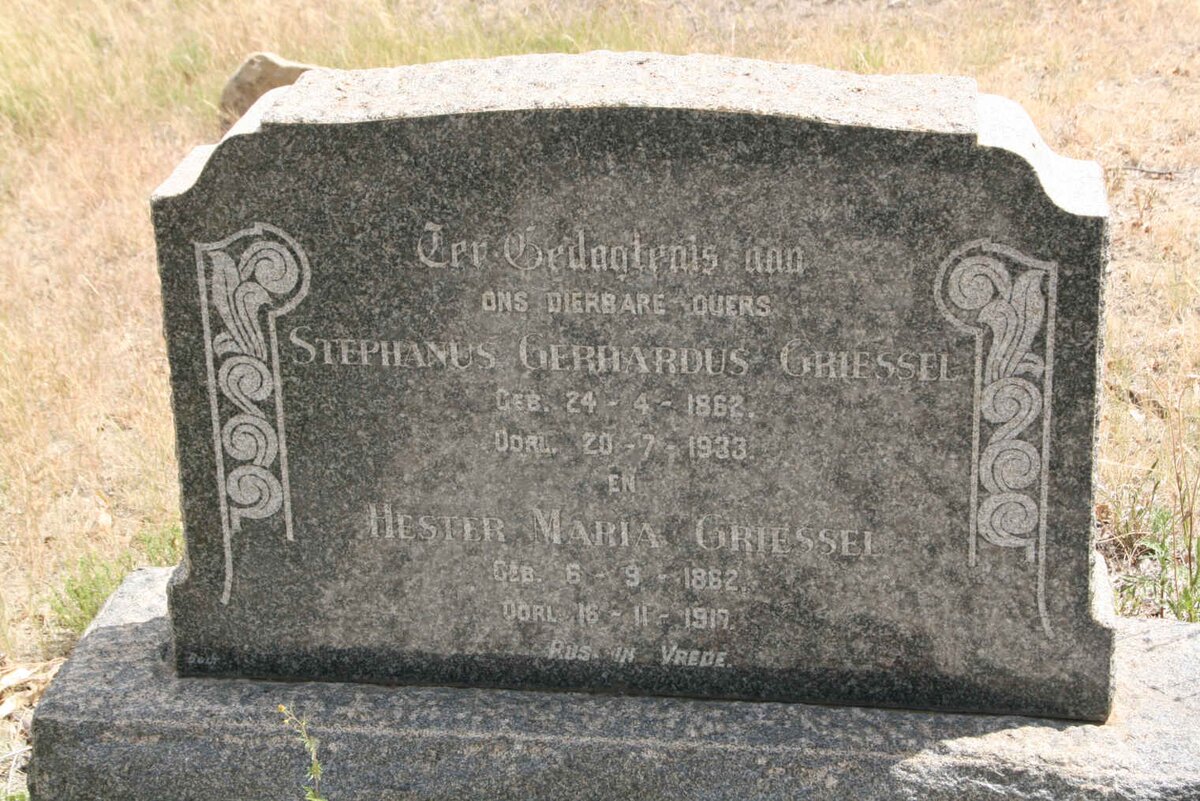 GRIESSEL Stephanus Gerhardus 1862-1933 &amp; Hester Maria 1862-1917