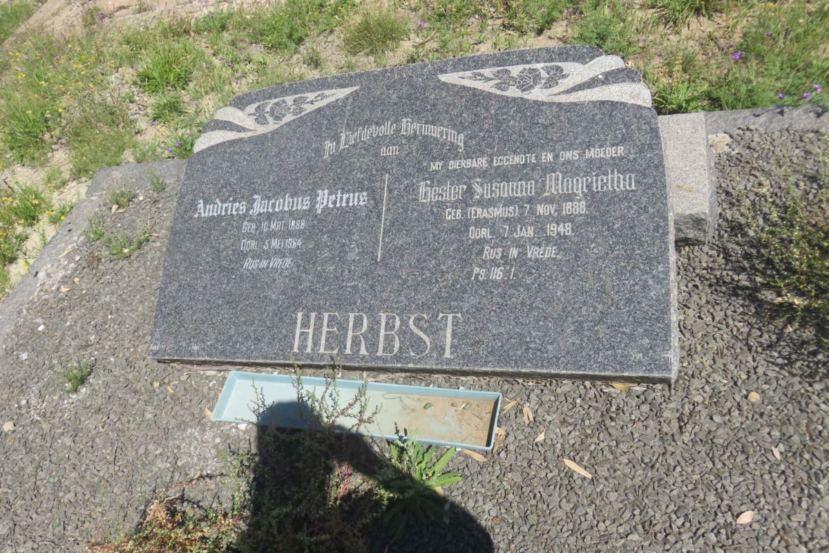 HERBST Andries Jacobus Petrus 1888-1964 &amp; Hester Susanna Magrietha ERASMUS 1888-1948