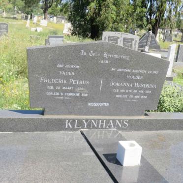 KLYNHANS Frederik Petrus 1928-2018 &amp; Johanna Hendrina van WYK 1929-1980